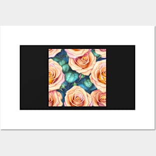 Watercolor rose pattern design Posters and Art